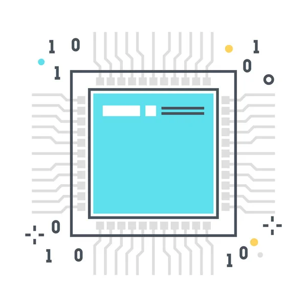 Processador Relacionado Ícone Vetor Linha Cor Ilustração Ícone Sobre Cpu — Vetor de Stock