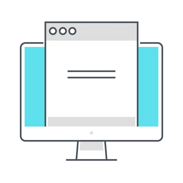 Skrivbord Webbläsare Relaterade Färg Linje Vektor Ikon Illustration Ikonen Handlar — Stock vektor