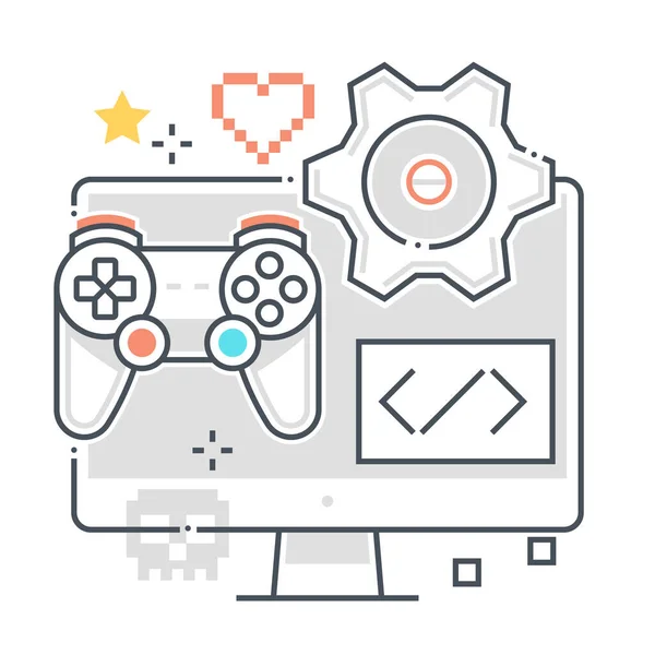 Desarrollo Juegos Relacionados Con Línea Color Icono Vectores Ilustración Icono — Vector de stock