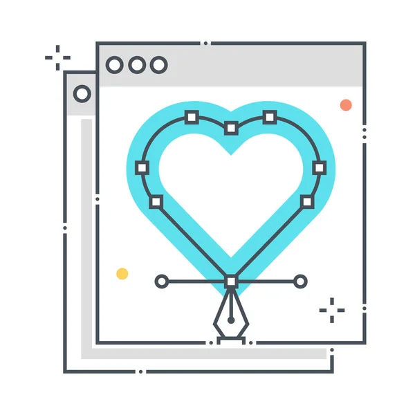 Design Related Color Line Vector Icon Illustration Icon Heart User — Stock Vector