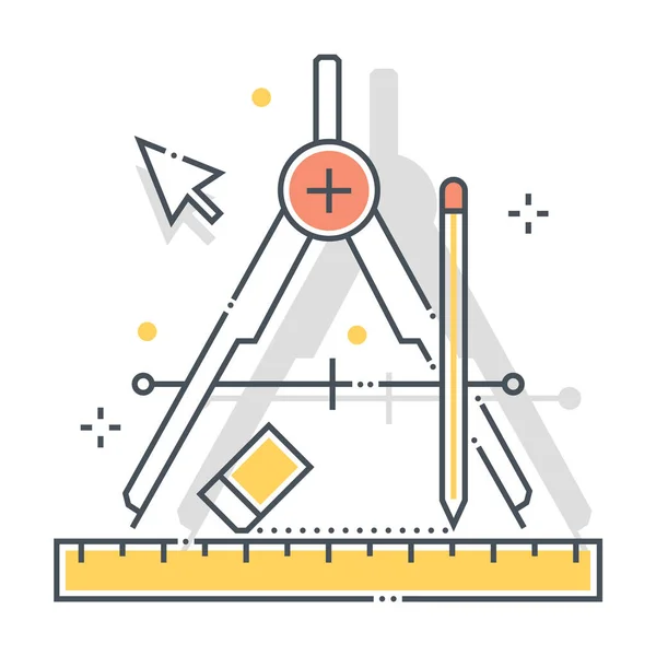 Compasses Relacionados Ícone Vetor Linha Cor Ilustração Ícone Sobre Ferramentas —  Vetores de Stock