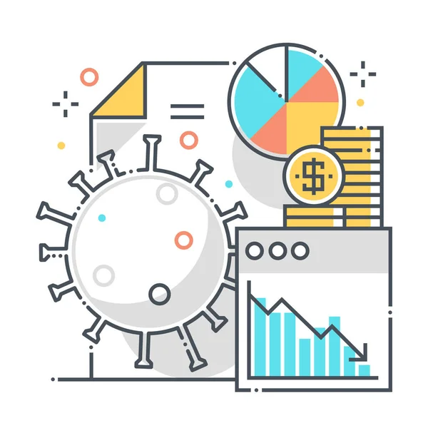 Economia Relacionado Ícone Vetor Linha Cores Ilustração Ícone Sobre Estatísticas — Vetor de Stock