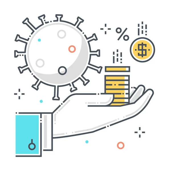 Financiamento Relacionado Ícone Vetor Linha Cor Ilustração Ícone Sobre Ajuda — Vetor de Stock