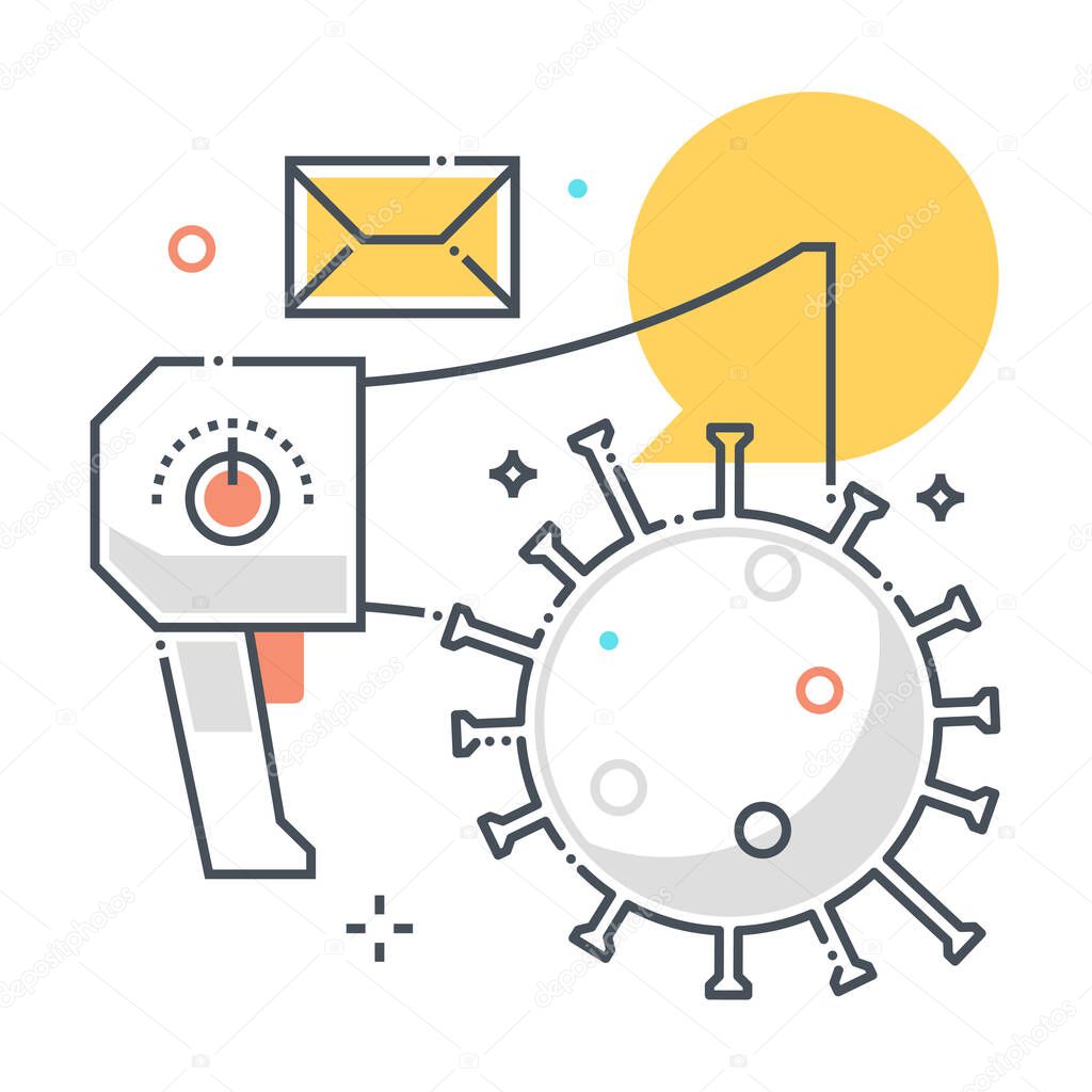 Marketing related color line vector icon, illustration. The icon is about advertisement, announcement, public health, social media, corona virus. The composition is infinitely scalable.