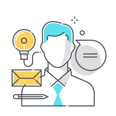 Consulting related color line vector icon, illustration. The icon is about support, consulting, questions, customer, help, phone, mail. The composition is infinitely scalable. clipart