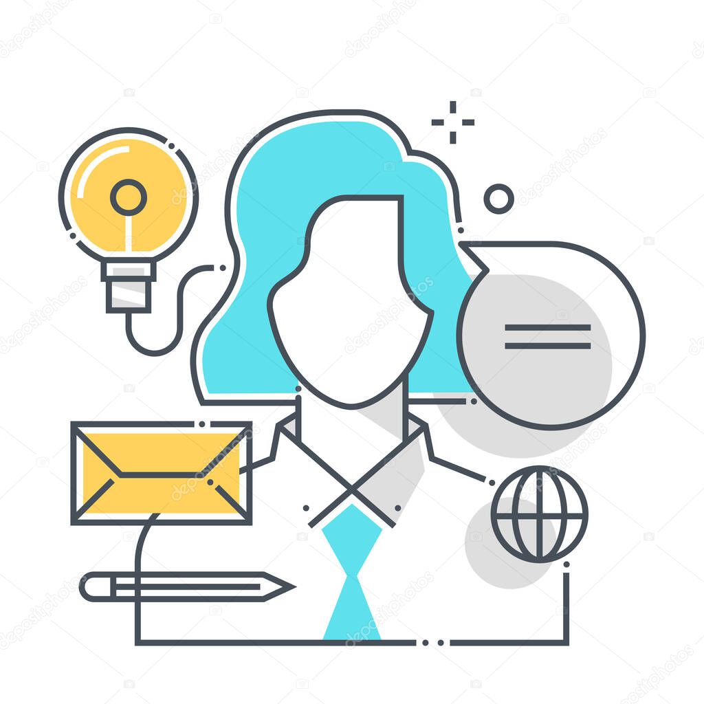 Consulting related color line vector icon, illustration. The icon is about support, consulting, questions, customer, help, phone, mail. The composition is infinitely scalable.
