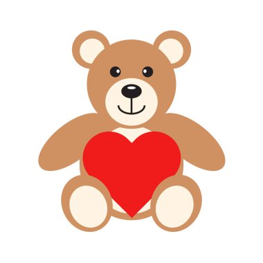 Düz simge oyuncak ayı ile kalp