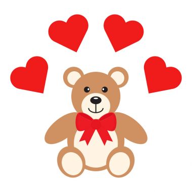 Düz simge oyuncak ayı yürekleri