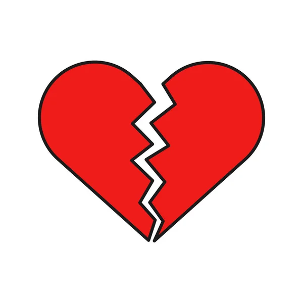 Flache Ikone gebrochenes Herz — Stockvektor