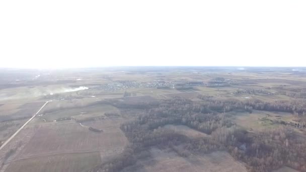Panorama över landskapet nära liten stad med Rotation — Stockvideo