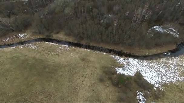 Flight Over Land Near River — Stock Video