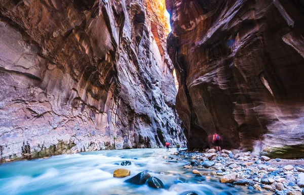 Hermosa Estrecha Por Tarde Parque Nacional Zion Utah —  Fotos de Stock