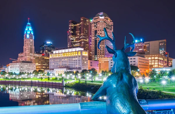 Columbus Ohio Usa Hermoso Horizonte Colón Por Noche — Foto de Stock