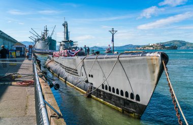 San Francisco, California, ABD: Güneşli bir günde Pampanito denizaltısı.