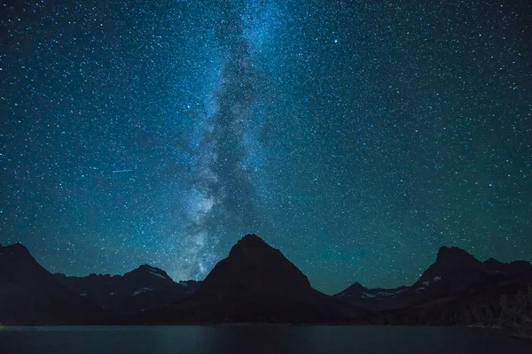 Swiftcurrent Lake Night Star Many Glacier Area Montana Glacier National — стокове фото