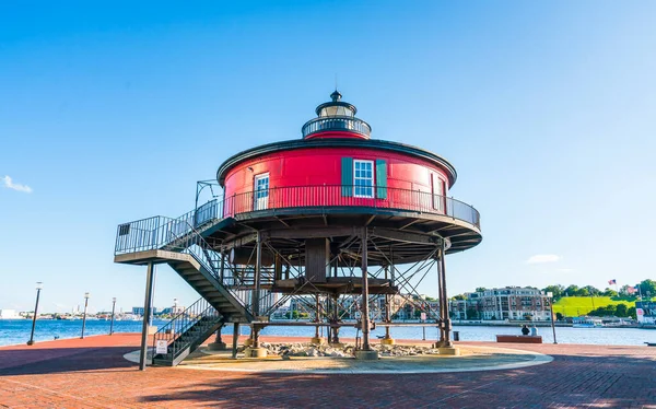 Baltimore Usa Sedm Noha Knoll Lighthouse Baltimore Vnitřní Přístav Slunný — Stock fotografie