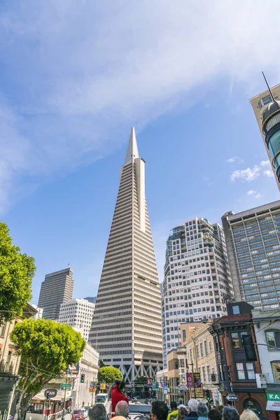 Scena Centrum San Francisco Wycieczki Autobusowej Opentop Tylko Użytku Redakcyjnego — Zdjęcie stockowe