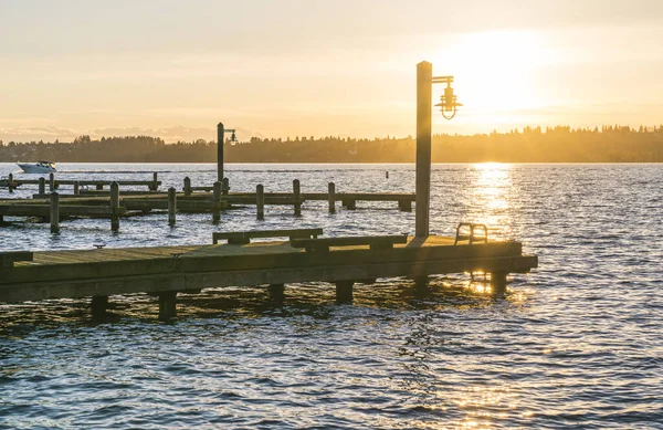 Vacker Yatch Docka Solnedgången — Stockfoto