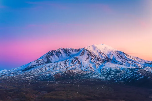 Vista Panorámica Helens Con Nieve Cubierta Invierno Atardecer Mount Helens — Foto de Stock