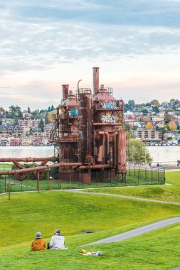 Gas Works Park in sunny day almost sunset, Seattle,Washington,USA.. clipart