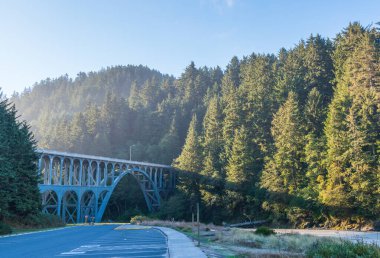 Sahilin etrafındaki çelik köprünün manzarası..