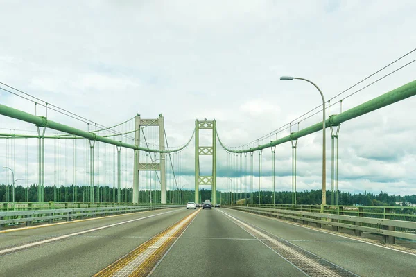 Cena Sobre Ponte Aço Narrows Tacoma Washington Eua — Fotografia de Stock