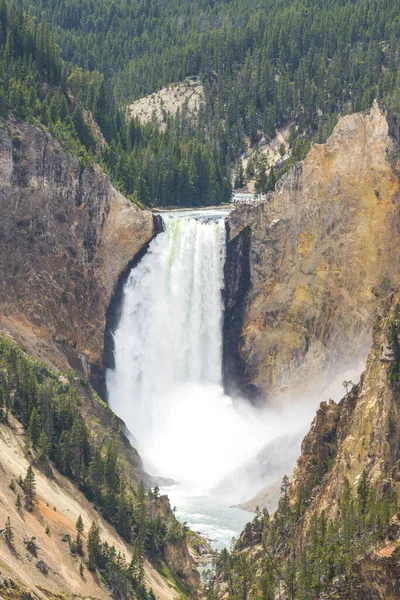 Quedas Superiores Dia Pedra Amarela Parque Nacional Yellowstone Wyoming Usa — Fotografia de Stock