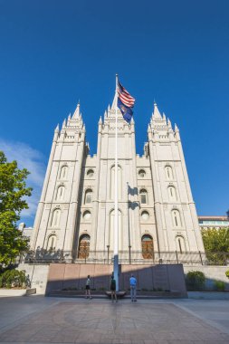 Güneşli bir günde Mormon Tapınağı, Salt Lake City, Utah, ABD. sadece yazı işleri için.