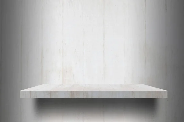 Ripiani Vuoti Legno Bianco Piano Pronto Esposizione Del Prodotto Montaggio — Foto Stock