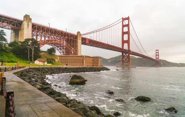 Golden Gate Mattino Con Nebbia Come Solito San Francisco California — Foto Stock