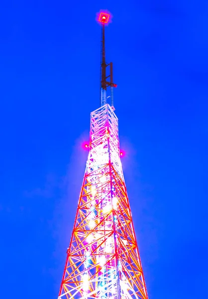 Grote Mast Decoratie Voor Kerstmis Evenement Het Centrum Nachts — Stockfoto