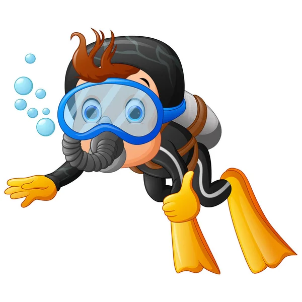 Aranyos fiú, snorkeling — Stock Vector