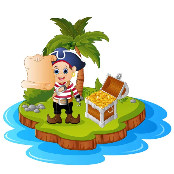 Pirat na wyspie skarbów — Wektor stockowy