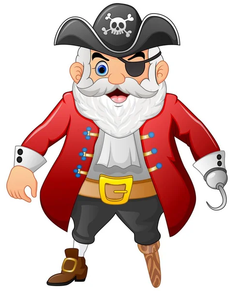 Dibujos animados pirata aislado fondo blanco — Vector de stock