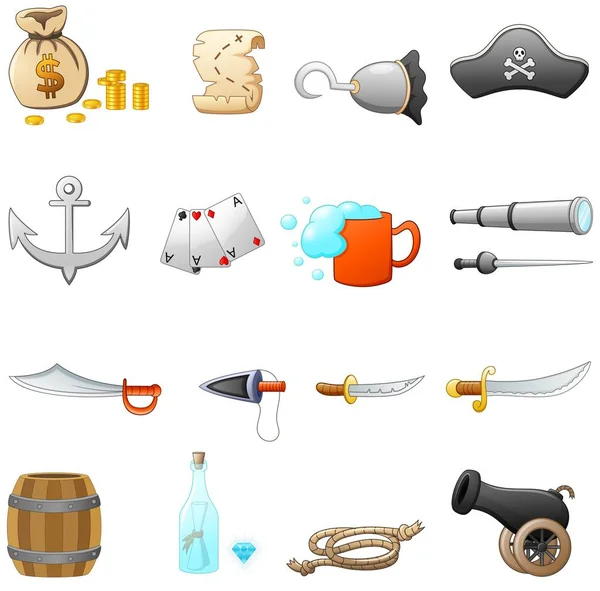 Set of pirate equipment — Stock Vector