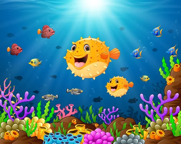 Cartoon fish Under the sea — Stock Vector