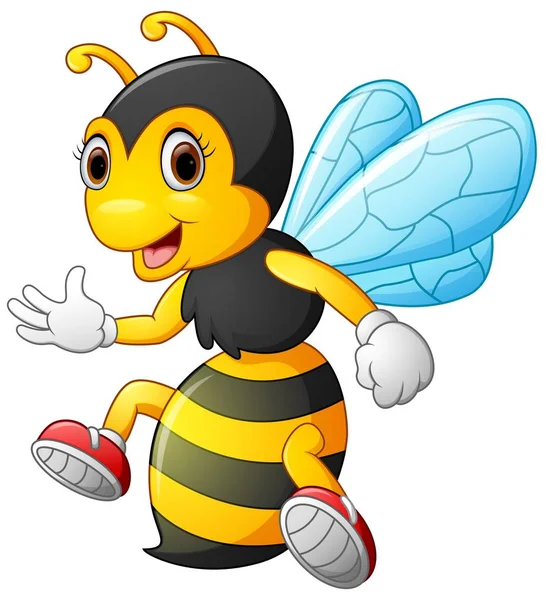 Urocza Pszczoła prezentacji na białym tle na białym tle — Wektor stockowy