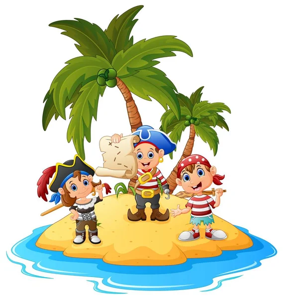 Kreskówka piratów na wyspie — Wektor stockowy