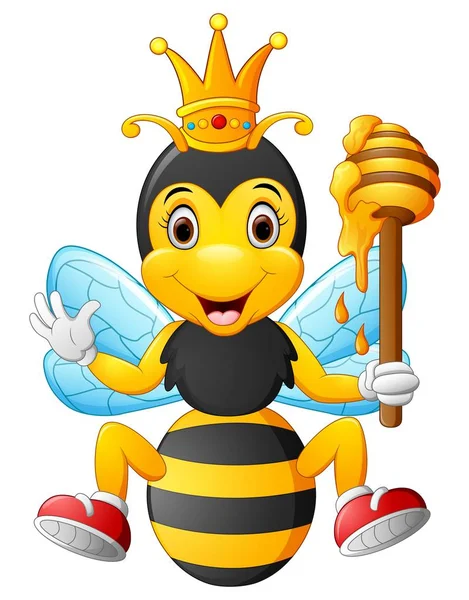 Cartoon bee holding honey — Stock Vector