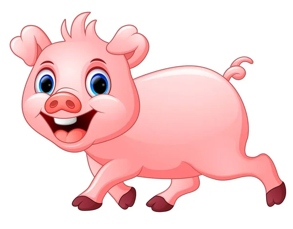 Cartoon glückliches Schwein isoliert auf weißem Hintergrund — Stockvektor