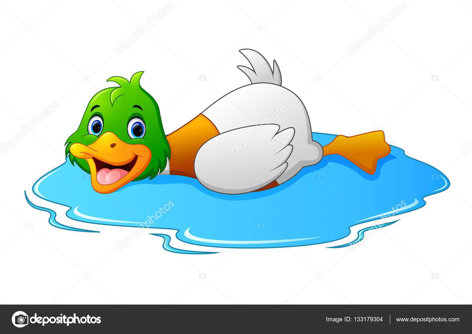 Dessin Animé Canards Flotte Sur Leau Image Vectorielle