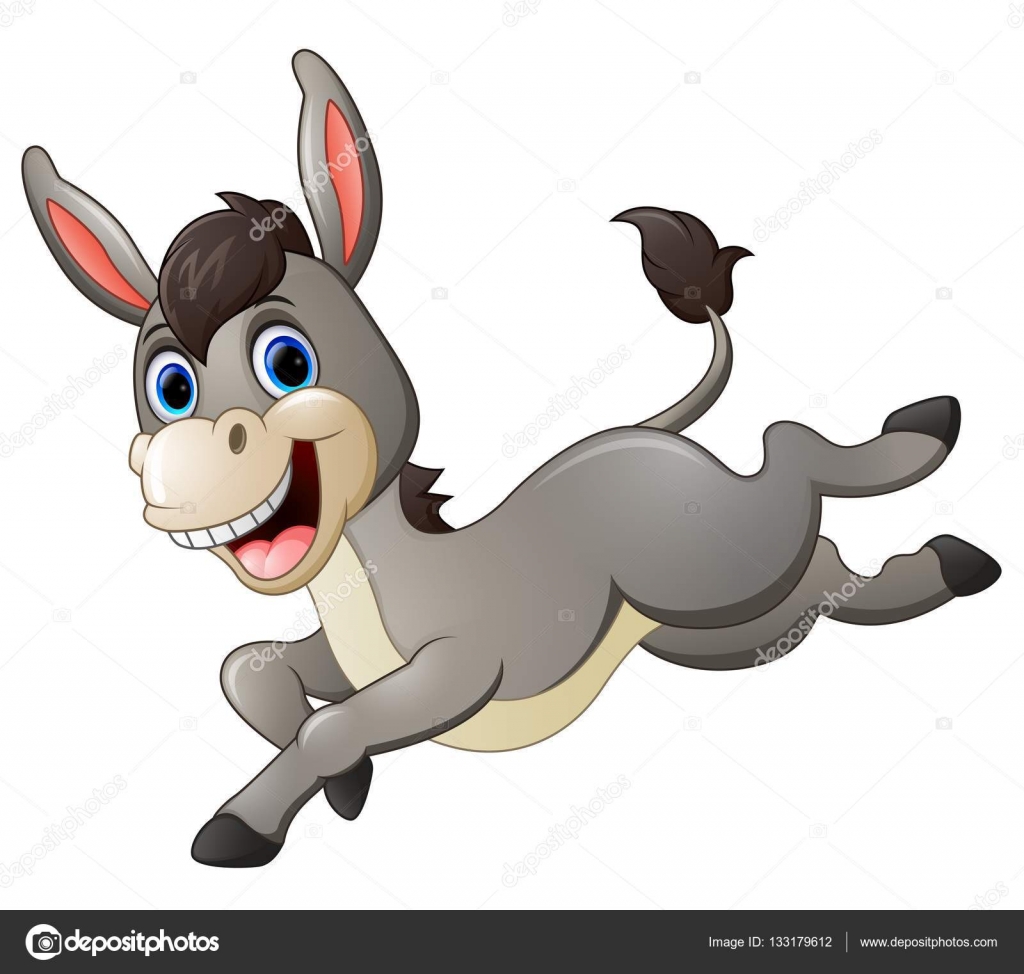 Cute donkey cartoon running — Stock Vector © dualoro #133179612