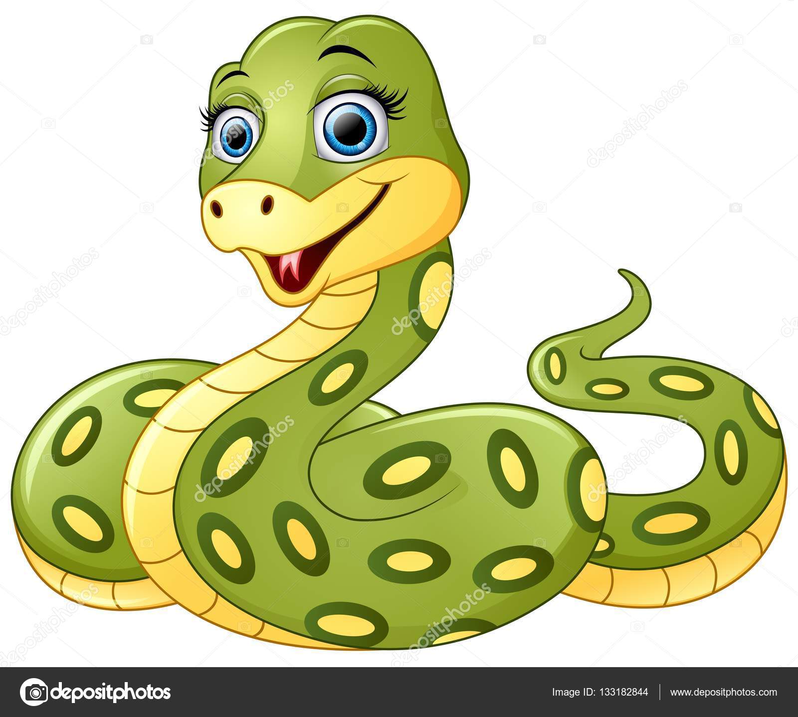 Ilustração do ícone dos desenhos animados da serpente Cobra verde