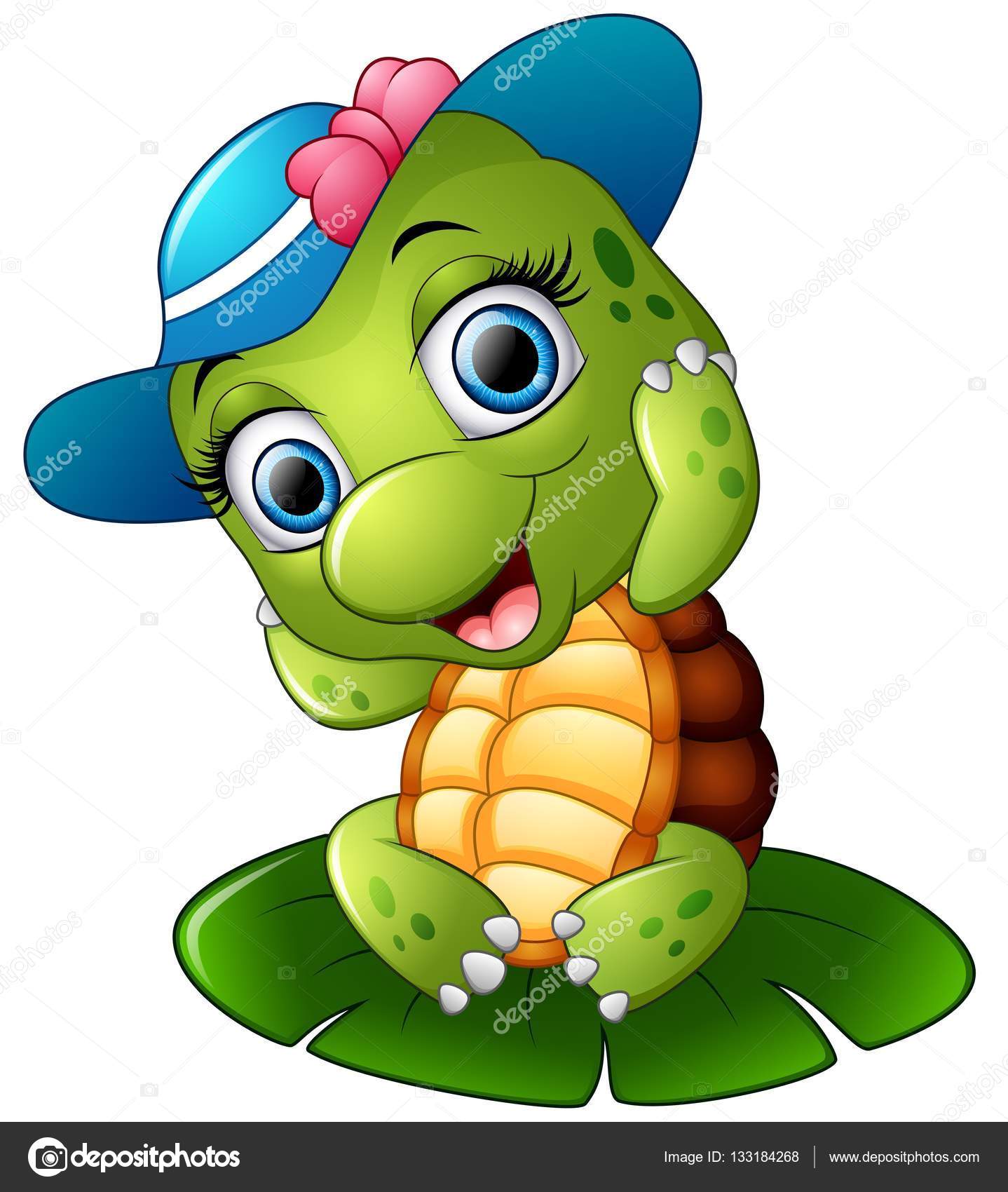 Happy turtle with blue cap on the lotus leaf Stock Vector Image by ©dualoro #133184268 Happy turtle with blue cap on the lotus leaf Stock Vector Image by ©dualoro #133184268