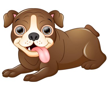 Mutlu bulldog karikatür izole üzerinde beyaz arka plan koymak