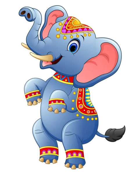 Lindo elefante de pie de dibujos animados — Vector de stock