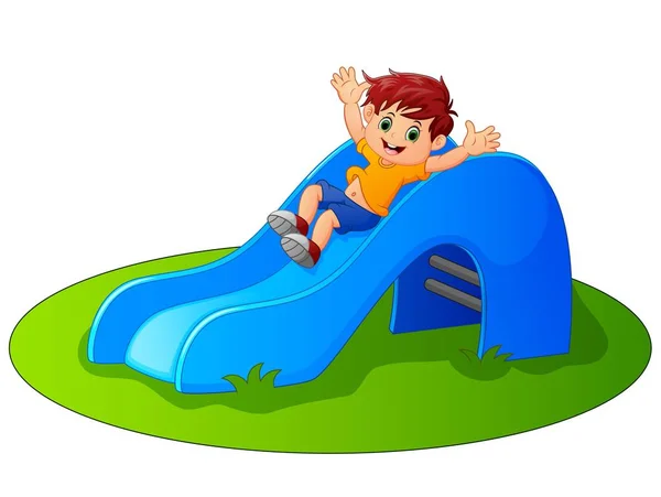 Boy sliding in the Park — Stock Vector