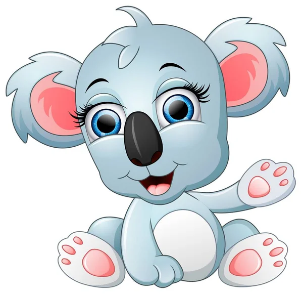 Carino koala cartone animato mano ondulante — Vettoriale Stock