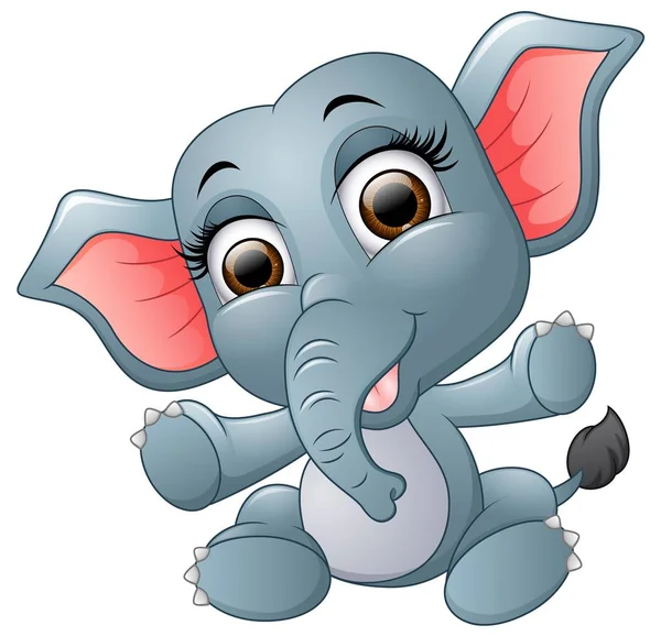 Lindo elefante feliz de dibujos animados — Vector de stock