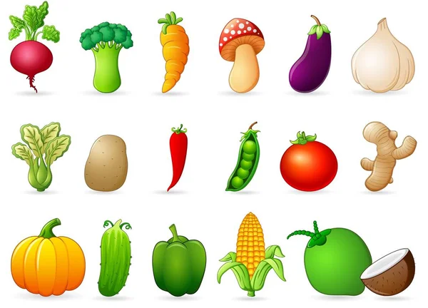 Cartone animato verdure fresche — Vettoriale Stock